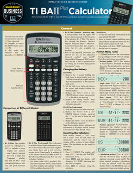 Misc. Ti Ba II Plus Calculator: A Quickstudy Laminated Reference Guide Book