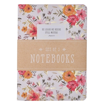 Paperback Notebook Set Large Blessed Pink Floral/Stripe Book