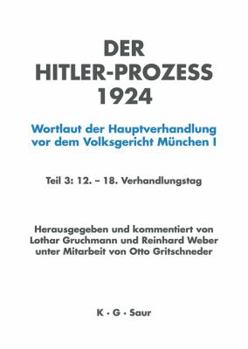 Hardcover Hitler-Prozeß 1924 Tl.3 [German] Book