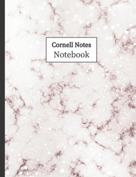 Paperback Cornell Notes Notebook: Cornell Ruled Paper - Note Taking System for School College University: 8.5" x 11" 108 Pages, Pretty Rose Marble Book