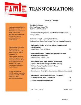 Transformations: A Publication of the Florida Association of Mathematics Teacher Educators