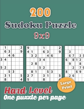 Paperback 200 Sudoku Puzzle 9x9 - One Puzzle per Page: Sudoku Puzzle Books - Hard Level - Hours of Fun to Keep Your Brain Active & Young - Gift for Sudoku Lover Book