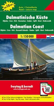 Map Dalmatinische Küste, Rijeka - Cres - Krk - Kornaten - Zadar - Split - Brac - Dubrovnik, road mapial 1:150.000, Top 10 Tips [German] Book