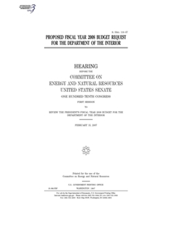 Proposed fiscal year 2008 budget request for the Department of the Interior
