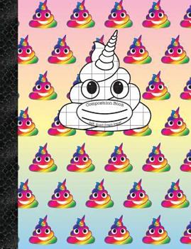 Composition Book 2x2 Quad Graph Paper : Rainbow Unicorn Poop Emoji, 150 Pages or 75 Sheets, 1/2 Inch Squares, Softcover