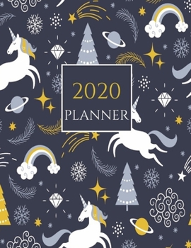 Paperback 2020 Planner: Winter Unicorns 2020 Organizer; Monthly and Weekly 2020 Planner Journal Book