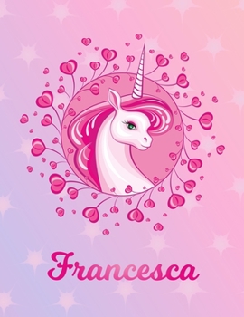 Paperback Francesca: Unicorn Sheet Music Note Manuscript Notebook Paper - Magical Horse Personalized Letter A Initial Custom First Name Cov Book