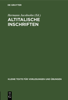 Hardcover Altitalische Inschriften [German] Book