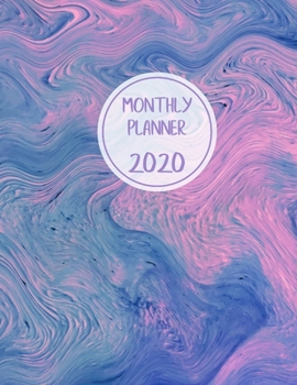 Monthly planner 2020: Large. Month on 2 pages. Incl. 2020 Calendar, Important dates section and Notes pages. 8.5" x 11.0" (Letter size). (Watercolor look, purple, turquoise design. Soft matte cover).