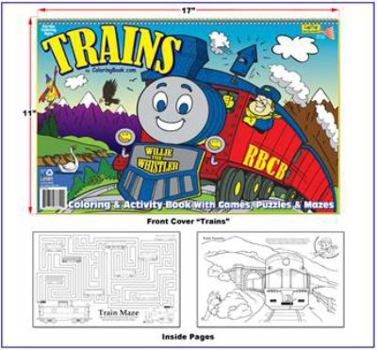 Spiral-bound Trains Coloring Book (17x11) Book