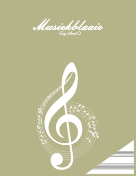 musiekblaaie: A4, 100 bladsye, 11 x 8,5 inch. 13 draaghoute per bladsy, groen omslag, muzikale sleutel, sleutel, modern, met illustrasie (Afrikaans Edition)