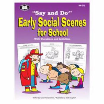 Paperback Super Duper Publications | "Say and Do" Early Social Scenes for School with Questions and Activities Book | Educational Materials for Children Book