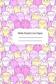 Cute Baby Pig Theme Wide Ruled Line Paper