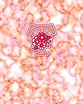 T : Gorgeous Marble Monogram Initial Notebook with Flower Design on Each Page