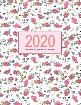 2020 Planner Weekly & Monthly 8.5x11 Inch: Bee & Butterflies One Year Weekly and Monthly Planner + Calendar Views