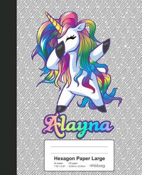 Paperback Hexagon Paper Large: ALAYNA Unicorn Rainbow Notebook Book