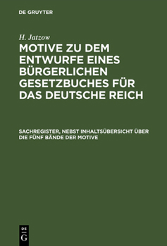 Hardcover Sachregister, nebst Inhaltsübersicht über die fünf Bände der Motive [German] Book
