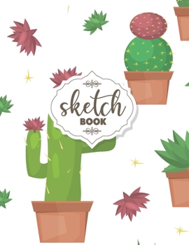 Blank Drawing Sketchbook: Green Cactus Pattern Sketchbook, 8.5" x 11", 120 Pages, Large Blank Sketchbook for Drawing, Sketching, Doodling, Journal Writing And Notes