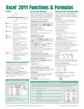 Excel 2011 for Mac: Functions & Formulas Quick Reference Guide (4-page Cheat Sheet focusing on examples and context for intermediate-to-advanced functions and formulas - Laminated Guide)