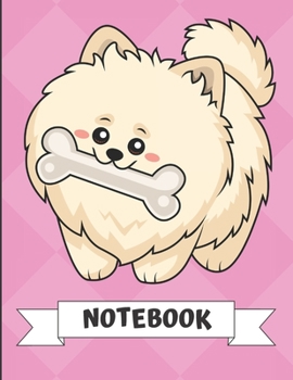 Paperback Notebook: Cute Little Chow Chow Puppy Dog Cartoon on a Pink Diamond Background. Book is Filled with Lined Journal Paper for Note Book