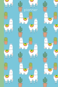 Planner: Simple Undated On-The-Go Weekly Schedule Organizer and Appointment Calendar with Notes Sections | Cactus and Llama Pattern Cover Design in Blue and Green