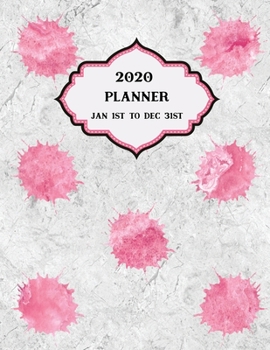 Paperback 2020 Planner Weekly and Monthly Marble Pink Splashes: January to December Calendar Book