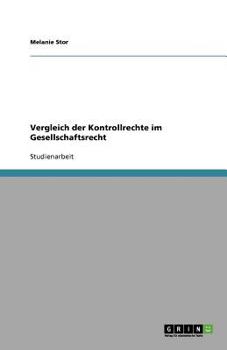 Paperback Vergleich der Kontrollrechte im Gesellschaftsrecht [German] Book