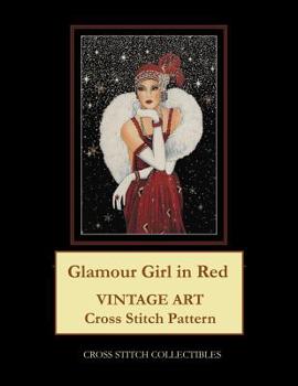 Glamour Girl in Red: Vintage Art Cross Stitch Pattern