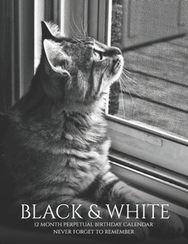 Paperback Perpetual Birthday Calendar: Black and White Photography Cat Calendar, Birthday Book & Anniversary Calendar 8.5x11 Special Event Reminder Book Fami Book