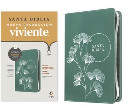 Biblia de Referencia En La Columna Central Ntv, Letra Grande de Zíper Con Filament (Sentipiel, Verde, Letra Roja)