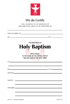 Misc. Baptism Certificate #110r: Pack of 25 Book