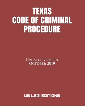 Paperback Texas Code of Criminal Procedure: Updated version Book