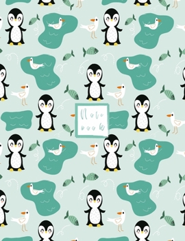 Notebook: Cute penguin and little bird Notebook for Girls and Lined pages, Extra large (8.5 x 11) inches, 110 pages, White paper (Notebook and journal)