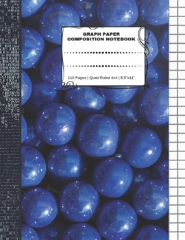 Graph Paper Composition Notebook: 110 Pages | Quad Ruled 4x4 | 8.5" x 11": Marbles Large Notebook with Grid Paper | Math Notebook For Students