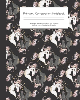 Primary Composition Notebook: Yogacorns Unicorn Yoga |Grades K-2 | Handwriting Practice Paper|Primary Ruled With Dotted Midline | 100 Pgs 50 Sheets | ... Girls | Elementary | Teacher | School | Gift