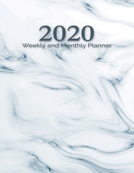 Paperback 2020 Planner: Weekly and Monthly Planner (White and Blue Marble) US Letter Size 8.5"x11" Book