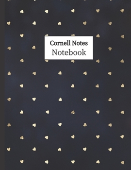 Paperback Cornell Notes Notebook: Cornell Ruled Paper - Note Taking System for School College University: 8.5" x 11" 108 Pages, Pretty Navy Hearts Book