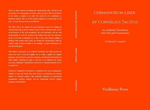 Hardcover Germanorum Liber by Cornelius Tacitus: An Auditable Translation with Text and Commentary Book
