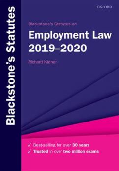 Paperback Blackstone's Statutes on Employment Law 2019-2020 Book