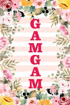 GAMGAM: Family Relationship Word Calling Notebook, Cute Blank Lined Journal, Fam Name Writing Note (Pink Flower Floral Stripe Style)