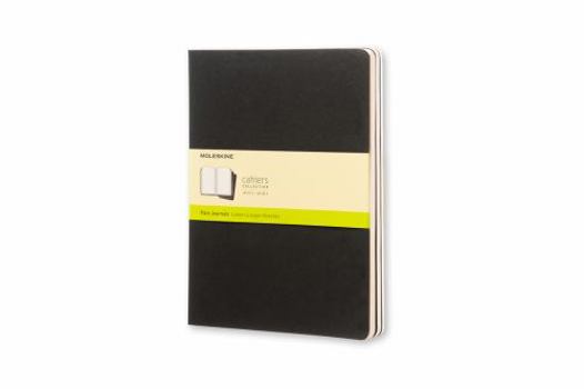 Paperback Moleskine Cahier Journal (Set of 3), Extra Large, Plain, Black, Soft Cover (7.5 X 10) Book