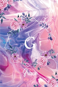 Grace: Monogram Initial Personalized Notebook Journal Gift For Girls And Women - Pink Floral Print