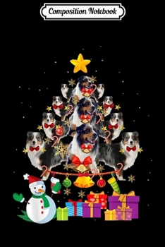 Composition Notebook: Australian Shepherd Pine Tree Christmas Dog Lover Xmas Gift  Journal/Notebook Blank Lined Ruled 6x9 100 Pages