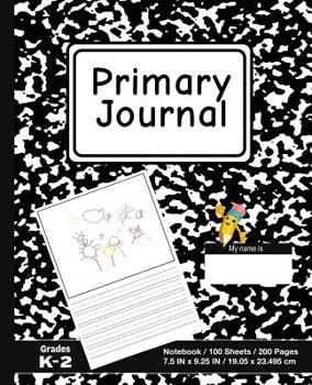 Paperback Primary Journal: School Marble Black - Grades K-2, Creative Story Tablet - Primary Draw & Write Journal Notebook For Home & School [Cla Book