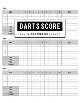 Darts Score Record: Darts Game Record Keeper Book, Darts Scoresheet, Darts Score Card, Darts Score Sheet Has Space Record Scores for Everybody Favorite Pub Game, Size 8.5 X 11 Inch, 100 Pages