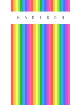 Paperback Madison: Personalized rainbow sketchbook with name: 120 Pages Book