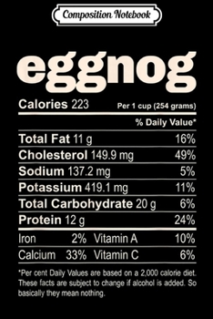 Composition Notebook: Christmas Eggnog Nutritional Facts Funny Costume  Journal/Notebook Blank Lined Ruled 6x9 100 Pages