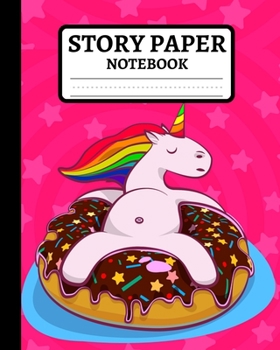 Story Paper Notebook: Primary Elementary Composition Journal In Funny Pink Unicorn Pattern, Dashed Midline Exercise Book For School
