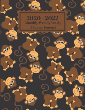 Paperback 2020 - 2022 Monthly Weekly Yearly Planner Journal: Cartoon Jungle Monkeys Design Cover 2 Year Planner Appointment Calendar Organizer And Journal Noteb Book