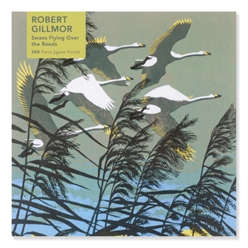 Adult Jigsaw Puzzle Robert Gillmor: Swans Flying over the Reeds (500 pieces): 500-Piece Jigsaw Puzzles